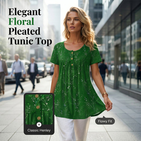 📢📢50 % RABATT !! ⏰Blumen-Top mit Plisseefalten – locker, bequem & elegant