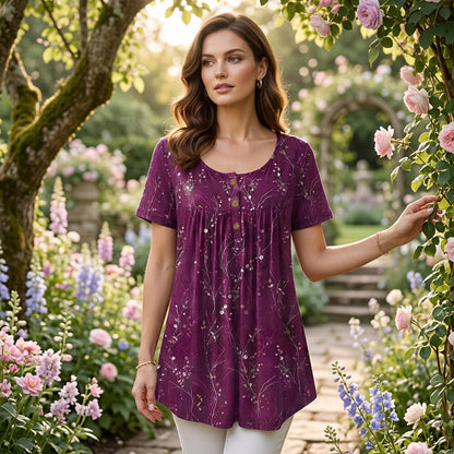 📢📢50 % RABATT !! ⏰Blumen-Top mit Plisseefalten – locker, bequem & elegant