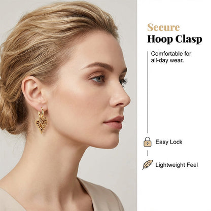 💎 LIMITED-TIME 50% RABATT! ✨ Herz-Hoop-Ohrringe – Doppel-Herz, Kaffeefarbene Kristalle, Gold, Leicht ❤️