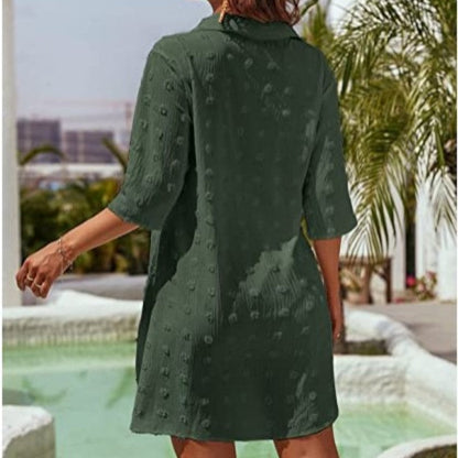 🌞NEU: Sommerkollektion mit bis zu 50% Rabatt 🛍️Damen Freizeitbluse aus Chiffon mit großem Bommel – lockerer Schnitt, edles Jacquardmuster – leicht & feminin