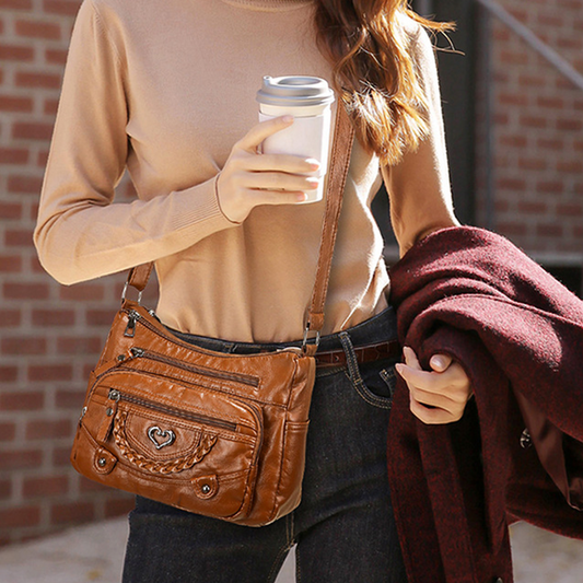 Damen Crossbody-Tasche aus weichem PU-Leder – mit mehreren Fächern – leicht, praktisch & vielseitig – ideal für Alltag & Reisen👜✨