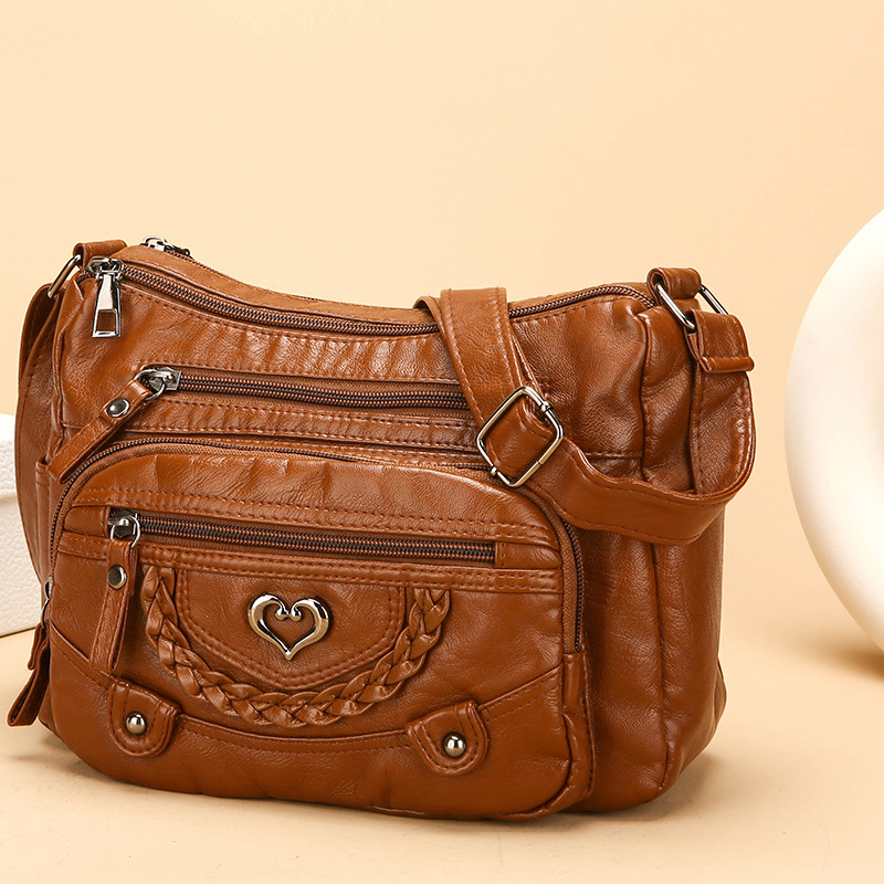 Damen Crossbody-Tasche aus weichem PU-Leder – mit mehreren Fächern – leicht, praktisch & vielseitig – ideal für Alltag & Reisen👜✨