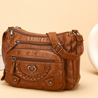 Damen Crossbody-Tasche aus weichem PU-Leder – mit mehreren Fächern – leicht, praktisch & vielseitig – ideal für Alltag & Reisen👜✨