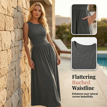 Einfarbiges Plisseekleid mit Taschen – figurbetont, weiter Rock & feminin👗✨