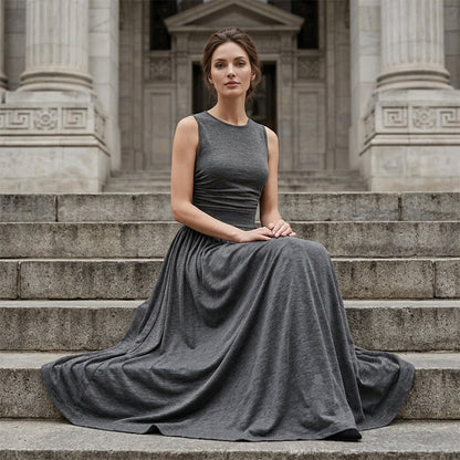 Einfarbiges Plisseekleid mit Taschen – figurbetont, weiter Rock & feminin👗✨