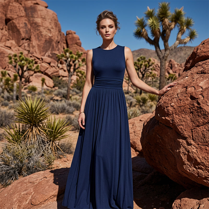 Einfarbiges Plisseekleid mit Taschen – figurbetont, weiter Rock & feminin👗✨