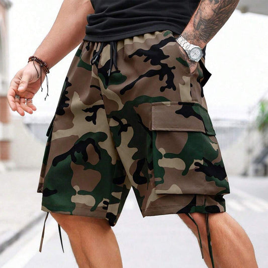 Herren Camouflage-Cargo-Shorts mit Kordelzug – bequem, strapazierfähig & vielseitig – ideal für Outdoor, Sport & Freizeit
