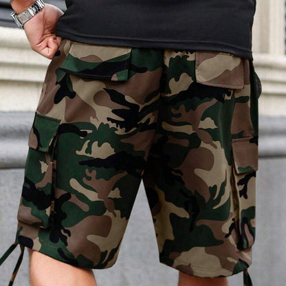 Herren Camouflage-Cargo-Shorts mit Kordelzug – bequem, strapazierfähig & vielseitig – ideal für Outdoor, Sport & Freizeit