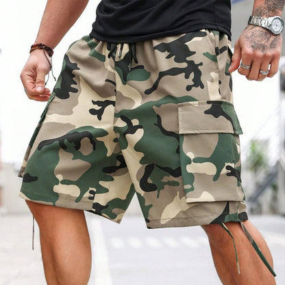 Herren Camouflage-Cargo-Shorts mit Kordelzug – bequem, strapazierfähig & vielseitig – ideal für Outdoor, Sport & Freizeit