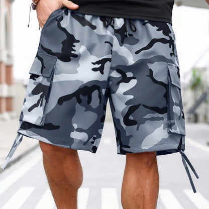 Herren Camouflage-Cargo-Shorts mit Kordelzug – bequem, strapazierfähig & vielseitig – ideal für Outdoor, Sport & Freizeit