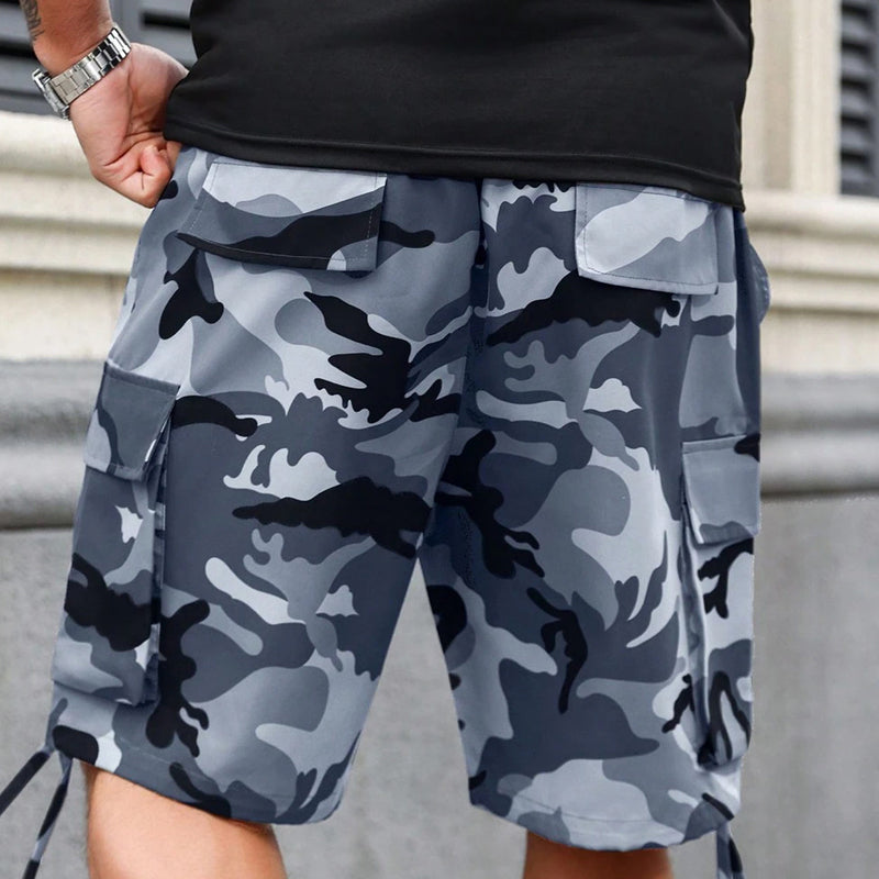 Herren Camouflage-Cargo-Shorts mit Kordelzug – bequem, strapazierfähig & vielseitig – ideal für Outdoor, Sport & Freizeit