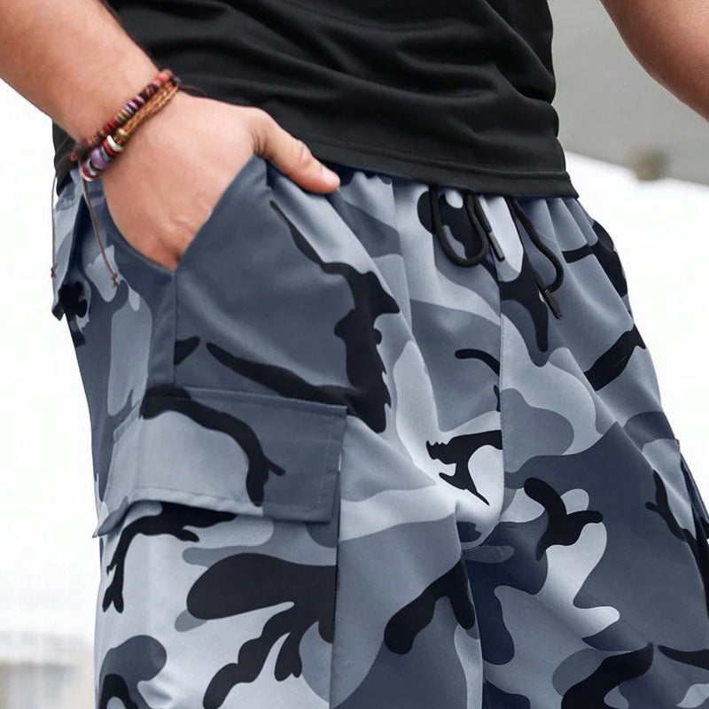 Herren Camouflage-Cargo-Shorts mit Kordelzug – bequem, strapazierfähig & vielseitig – ideal für Outdoor, Sport & Freizeit