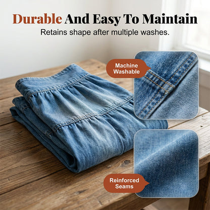 💙 50% RABATT! 👗 Damen Hochbund Stufenrock A-Linie Denim Maxirock – Figurumschmeichelnd, müheloser Chic & perfekt für jeden Tag 🌿