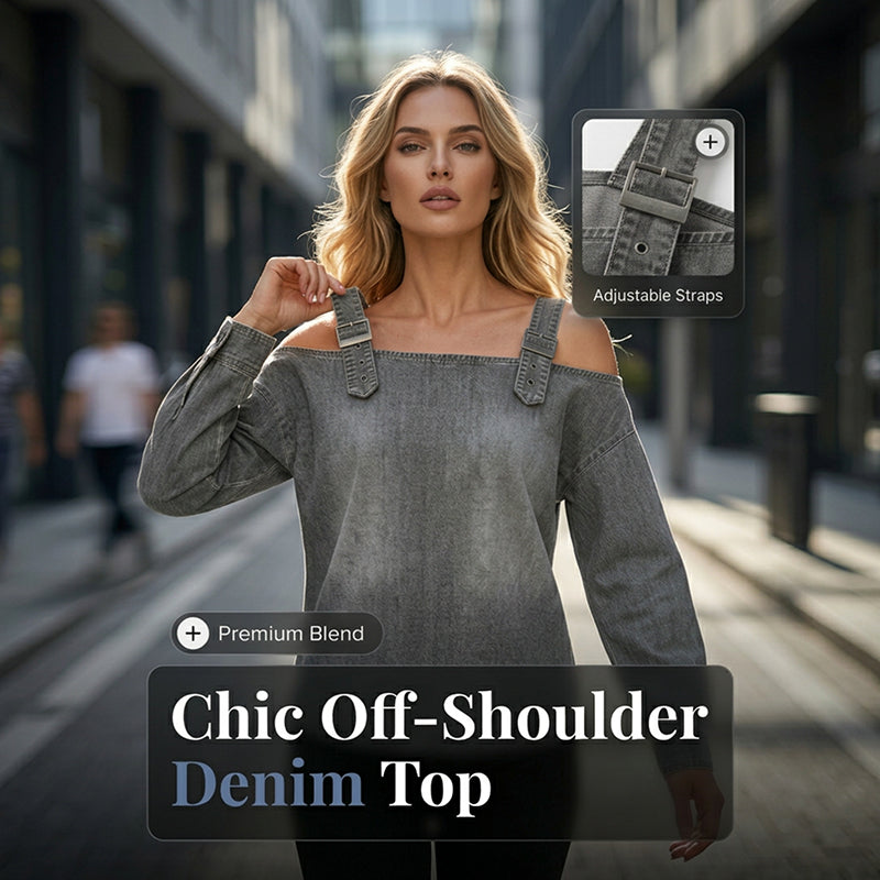 Damen Denim-Top mit breiten Trägern & Off-Shoulder-Ausschnitt