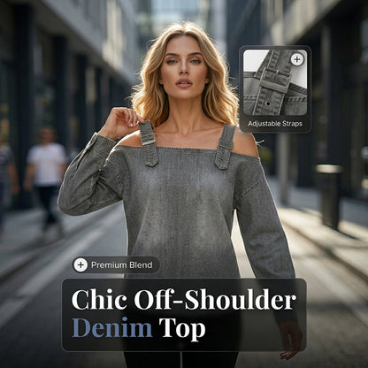 Damen Denim-Top mit breiten Trägern & Off-Shoulder-Ausschnitt