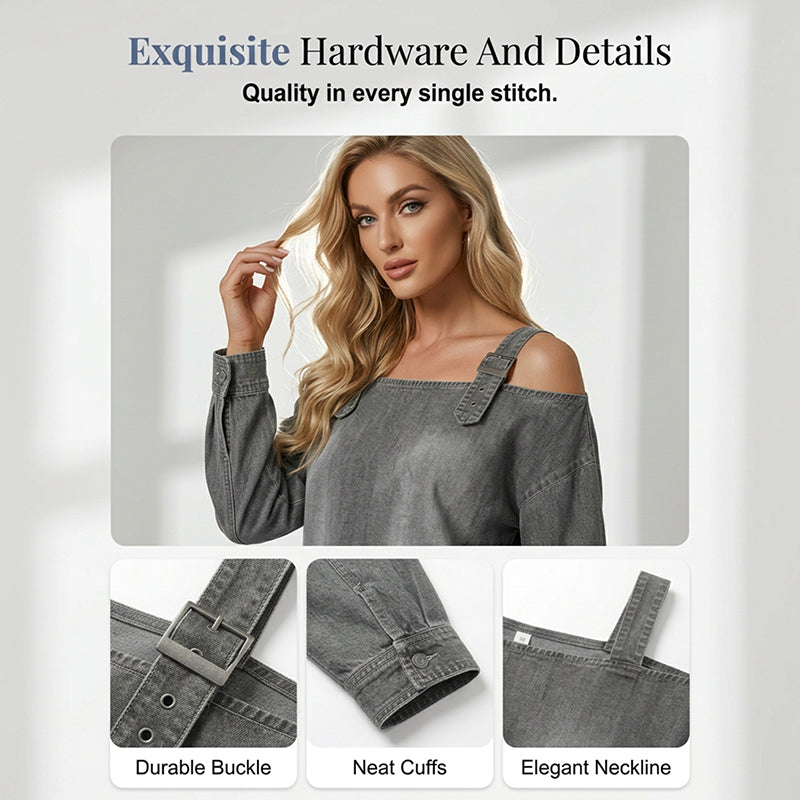 Damen Denim-Top mit breiten Trägern & Off-Shoulder-Ausschnitt