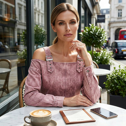 Damen Denim-Top mit breiten Trägern & Off-Shoulder-Ausschnitt