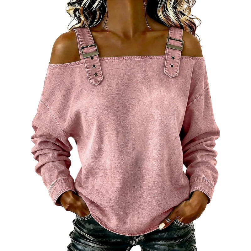 Damen Denim-Top mit breiten Trägern & Off-Shoulder-Ausschnitt
