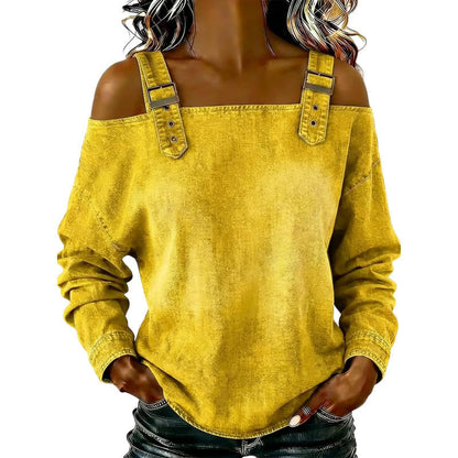 Damen Denim-Top mit breiten Trägern & Off-Shoulder-Ausschnitt