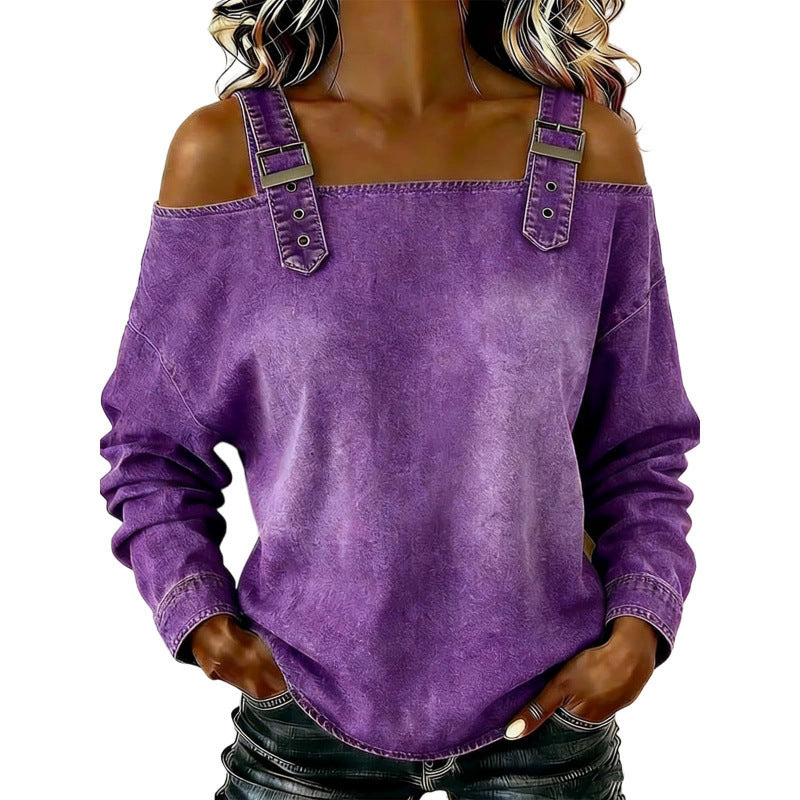 Damen Denim-Top mit breiten Trägern & Off-Shoulder-Ausschnitt
