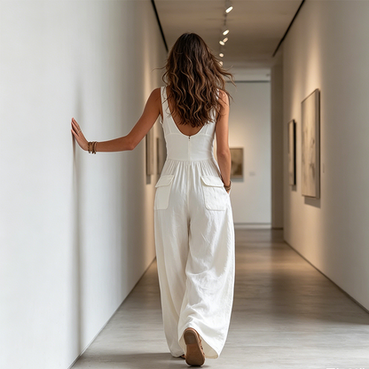 🌞NEU: Sommerkollektion mit bis zu 50% Rabatt 🛍️Stylischer Jumpsuit für Damen mit V-Ausschnitt und Taschen