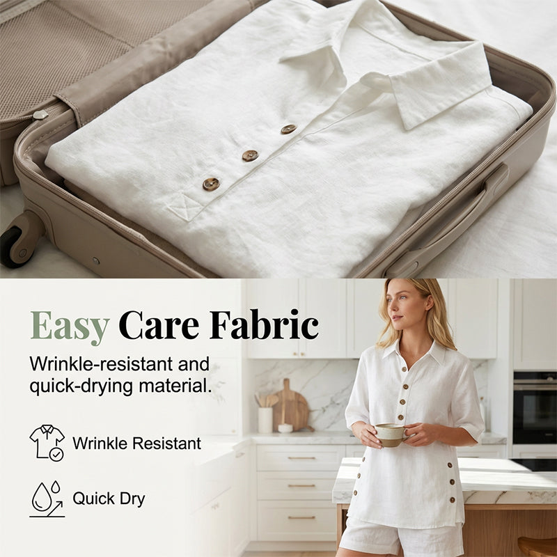 👕 50% RABATT – Nur für kurze Zeit! 2-teiliges Set für Damen – Relaxte Passform, Polokragen, perfekt für den Sommer. ✨
