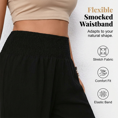 ⌛ Nur noch 1 Woche – 50 % auf alles + kostenloser Versand! ⏰Damen Freizeithose in großen Größen – elastischer Kordelzugbund, lockere Passform & mittellang