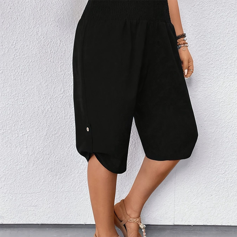 ⌛ Nur noch 1 Woche – 50 % auf alles + kostenloser Versand! ⏰Damen Freizeithose in großen Größen – elastischer Kordelzugbund, lockere Passform & mittellang