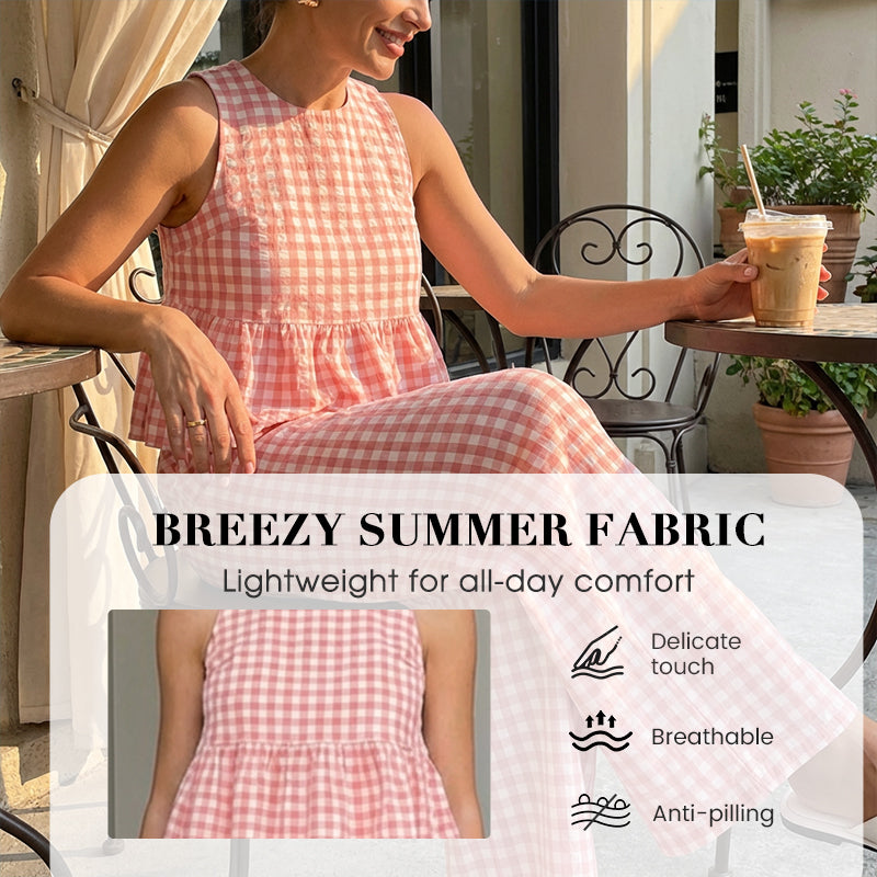 🌞 Sommerneuheiten – Jetzt bis zu 50% sparen! 💰Zweiteiliges Damen-Set mit Karomuster – Oberteil mit Rüschen & Hose