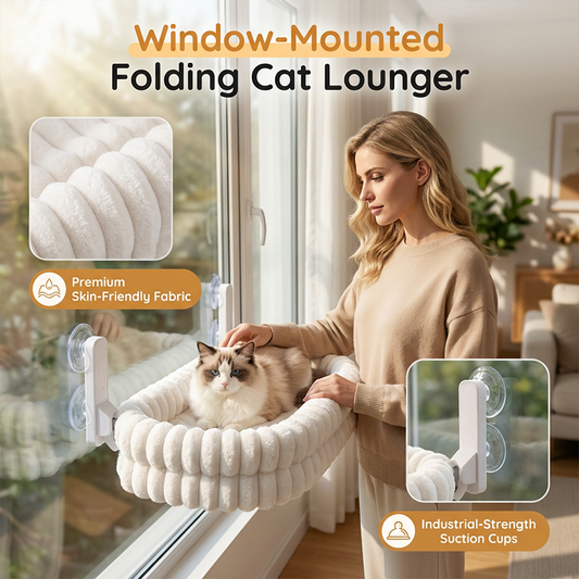 🐱 TIJDELIJK 50% KORTING! 🪟 Opvouwbare kattenhangmat voor het raam met zuignappen – ruimtebesparend, knus, veilig ✨