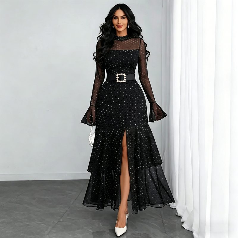 🌞NEU: Sommerkollektion mit bis zu 50% Rabatt 🛍️Elegantes Abendkleid mit Stehkragen & Schlitz – figurbetont, schlankmachend & feminin – ideal für Galas, Hochzeiten & besondere Anlässe