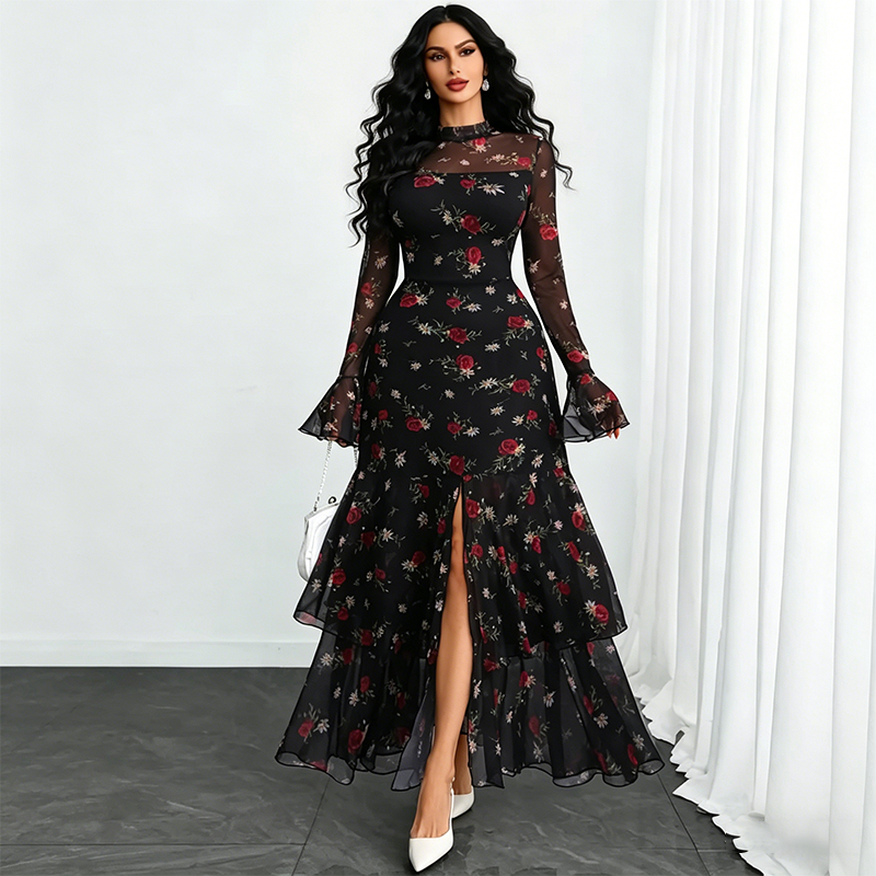 🌞NEU: Sommerkollektion mit bis zu 50% Rabatt 🛍️Elegantes Abendkleid mit Stehkragen & Schlitz – figurbetont, schlankmachend & feminin – ideal für Galas, Hochzeiten & besondere Anlässe