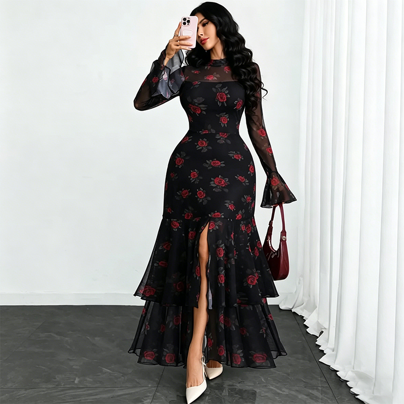 🌞NEU: Sommerkollektion mit bis zu 50% Rabatt 🛍️Elegantes Abendkleid mit Stehkragen & Schlitz – figurbetont, schlankmachend & feminin – ideal für Galas, Hochzeiten & besondere Anlässe
