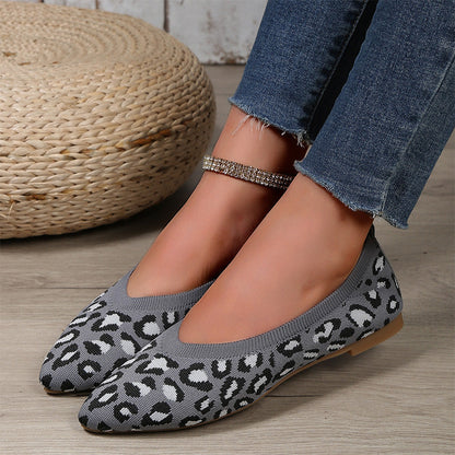🌞NEU: Sommerkollektion mit bis zu 50% Rabatt 🛍️Damen Leopardenmuster-Schuhe – spitz zulaufend, flacher Absatz