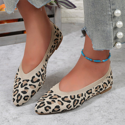 🌞NEU: Sommerkollektion mit bis zu 50% Rabatt 🛍️Damen Leopardenmuster-Schuhe – spitz zulaufend, flacher Absatz