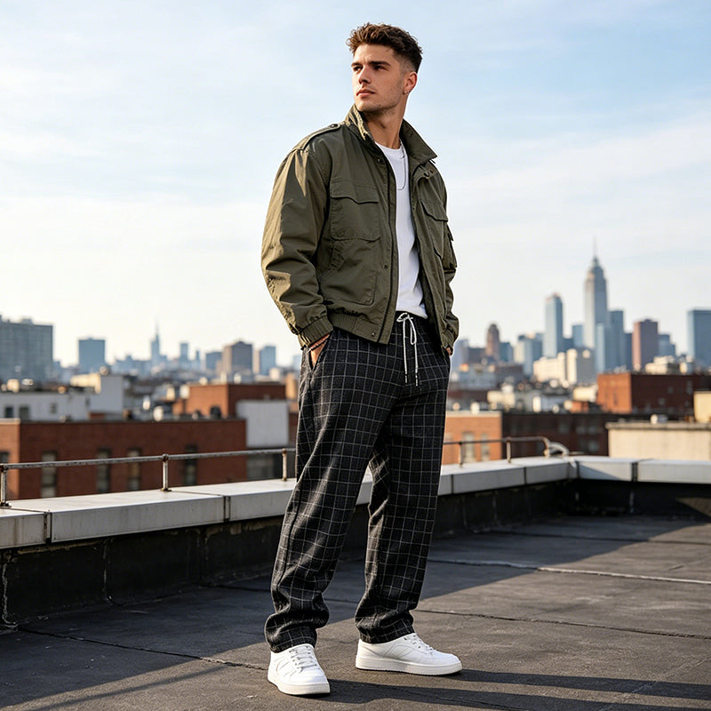 🌞NEU: Sommerkollektion mit bis zu 50% Rabatt 🛍️Weite Herren Freizeithose mit Karomuster – bequem, atmungsaktiv & vielseitig