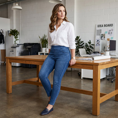 🌞NEU: Sommerkollektion mit bis zu 50% Rabatt 🛍️Damen Sportleggings im Jeans-Look – hochtailliert, poformernd & mit Taschen – elastisch, bequem & vielseitig