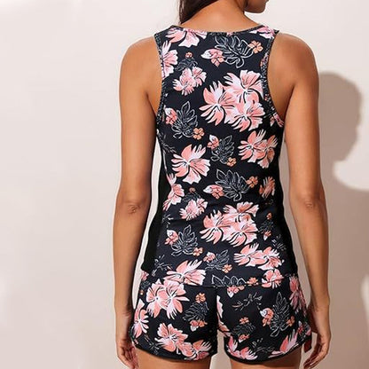 🌞 Sommerneuheiten – Jetzt bis zu 50% sparen! 💰Maillot de bain deux pièces imprimé – Shorty et haut assortis