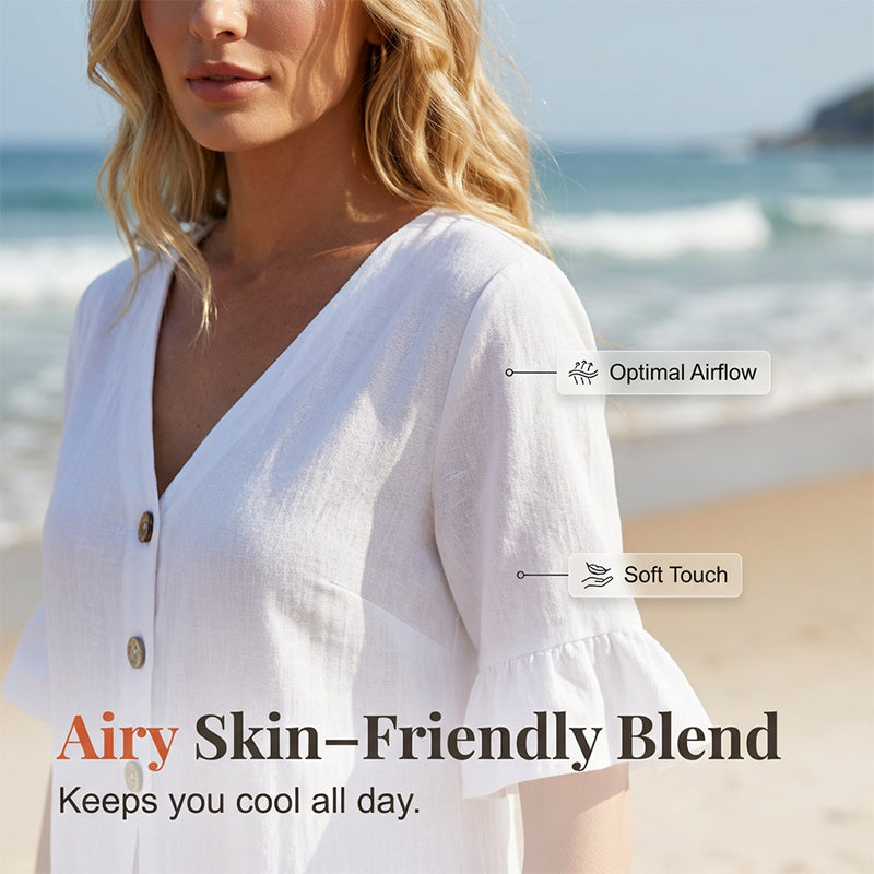 Damen Sommerkleid aus Baumwolle – einfarbig, bequem & atmungsaktiv – ideal für Alltag, Strand & Freizeit – leichter, lässiger Schnitt👗☀️
