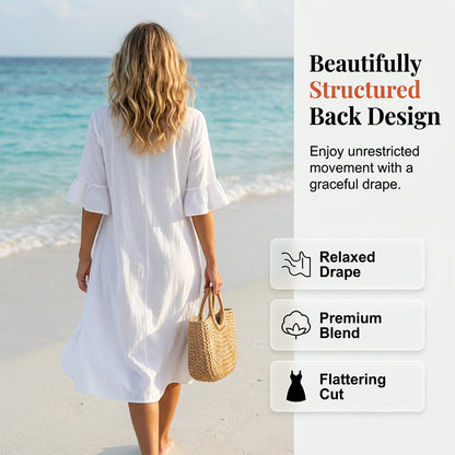 Damen Sommerkleid aus Baumwolle – einfarbig, bequem & atmungsaktiv – ideal für Alltag, Strand & Freizeit – leichter, lässiger Schnitt👗☀️