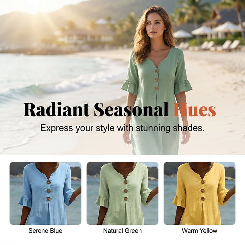Damen Sommerkleid aus Baumwolle – einfarbig, bequem & atmungsaktiv – ideal für Alltag, Strand & Freizeit – leichter, lässiger Schnitt👗☀️