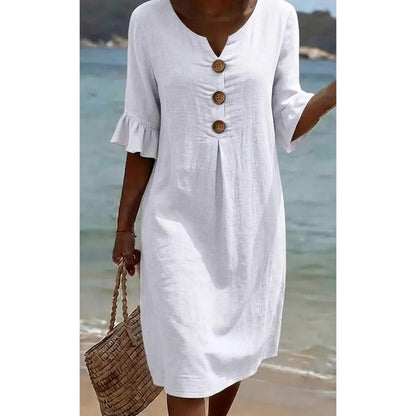 Damen Sommerkleid aus Baumwolle – einfarbig, bequem & atmungsaktiv – ideal für Alltag, Strand & Freizeit – leichter, lässiger Schnitt👗☀️