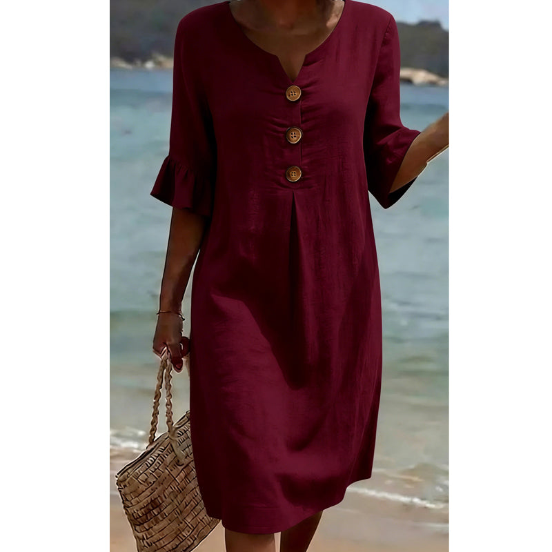 Damen Sommerkleid aus Baumwolle – einfarbig, bequem & atmungsaktiv – ideal für Alltag, Strand & Freizeit – leichter, lässiger Schnitt👗☀️