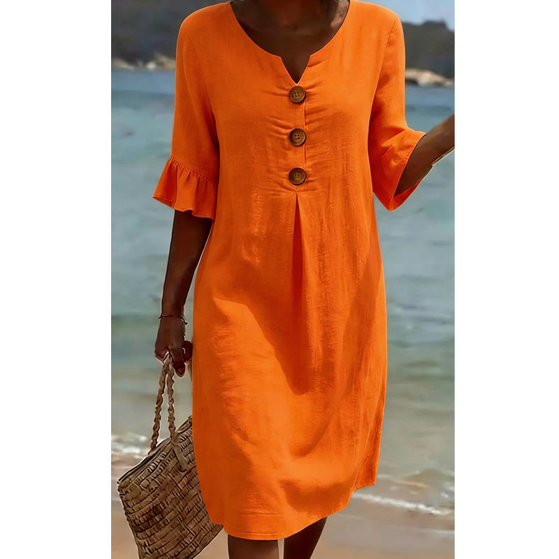 Damen Sommerkleid aus Baumwolle – einfarbig, bequem & atmungsaktiv – ideal für Alltag, Strand & Freizeit – leichter, lässiger Schnitt👗☀️