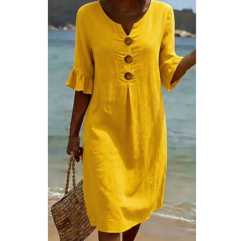 Damen Sommerkleid aus Baumwolle – einfarbig, bequem & atmungsaktiv – ideal für Alltag, Strand & Freizeit – leichter, lässiger Schnitt👗☀️