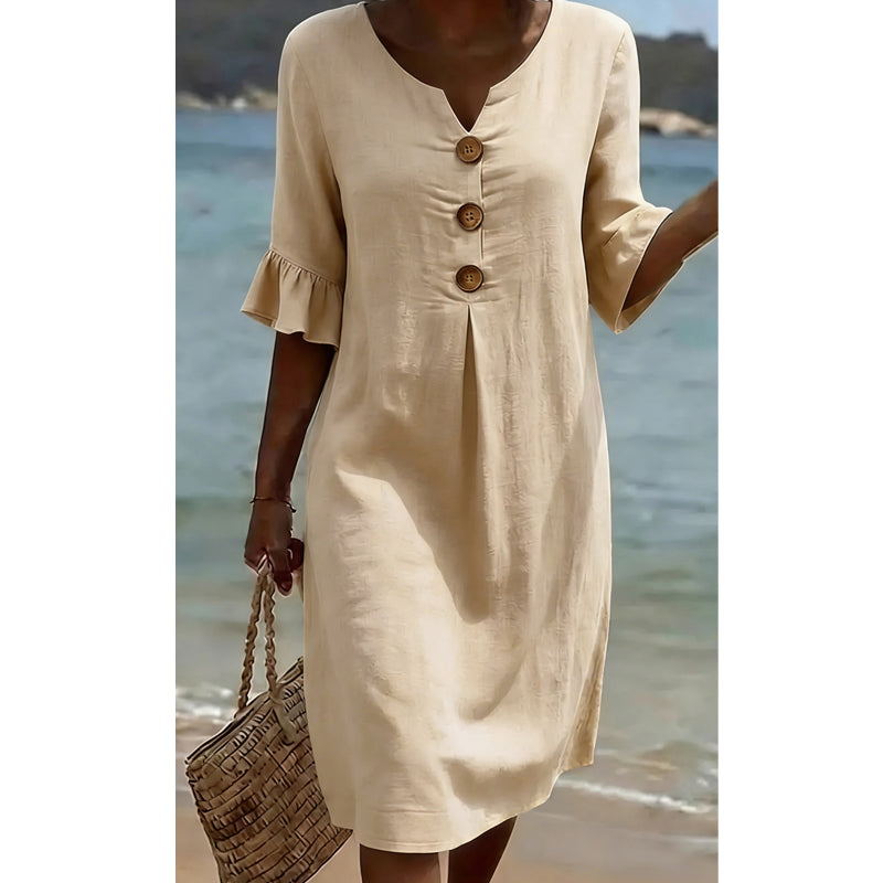 Damen Sommerkleid aus Baumwolle – einfarbig, bequem & atmungsaktiv – ideal für Alltag, Strand & Freizeit – leichter, lässiger Schnitt👗☀️