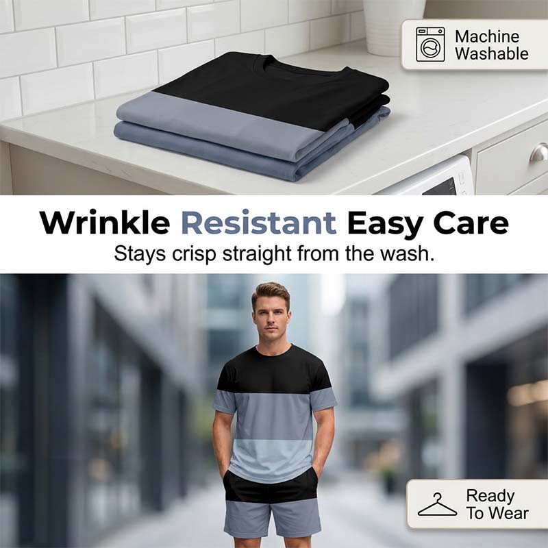 📢📢Letzter Tag – 50 % Rabatt!! ⏰2-teiliges Set aus T-Shirt und Shorts für Herren im Color-Block-Design