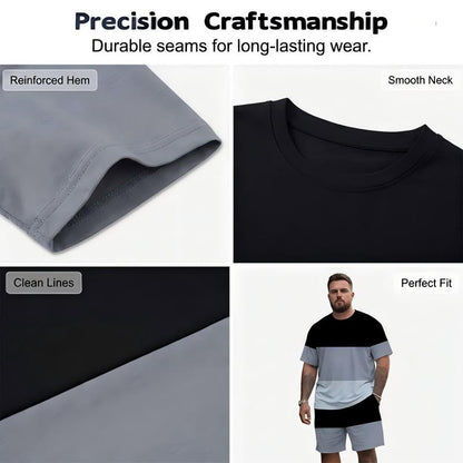 📢📢Letzter Tag – 50 % Rabatt!! ⏰2-teiliges Set aus T-Shirt und Shorts für Herren im Color-Block-Design