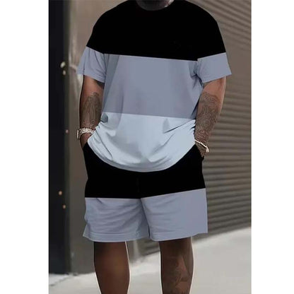📢📢Letzter Tag – 50 % Rabatt!! ⏰2-teiliges Set aus T-Shirt und Shorts für Herren im Color-Block-Design