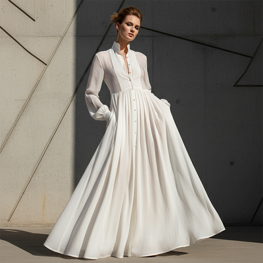👗 NU 50% RABATT HALVA PRISET ✨ Elegantes plissiertes Maxikleid 🌸